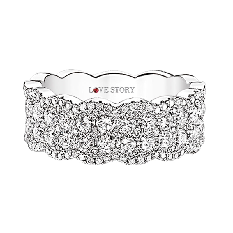 14Kt White Gold Scalloped Glamour Ring With 1.50cttw Natural Diamonds