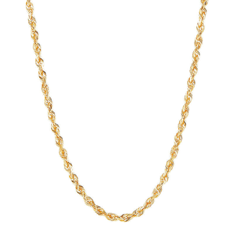14Kt Yellow Gold 1.6mm 18" Glitter Rope Necklace