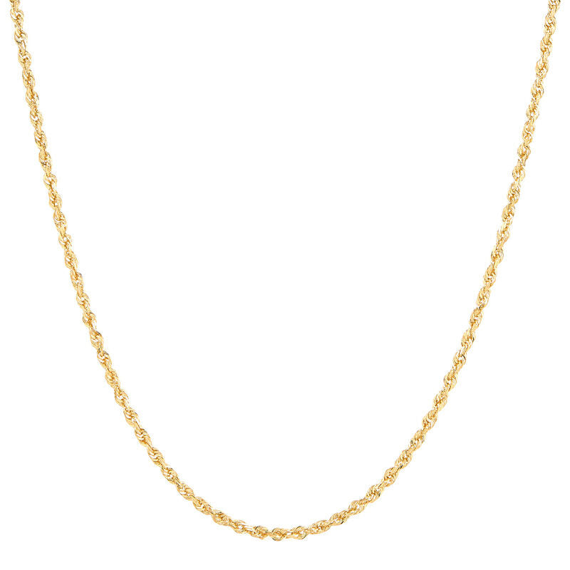 14kt Yellow Gold 2mm 18" Dual Glitter Rope Necklace