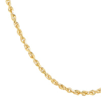 14kt Yellow Gold 2mm 18" Dual Glitter Rope Necklace