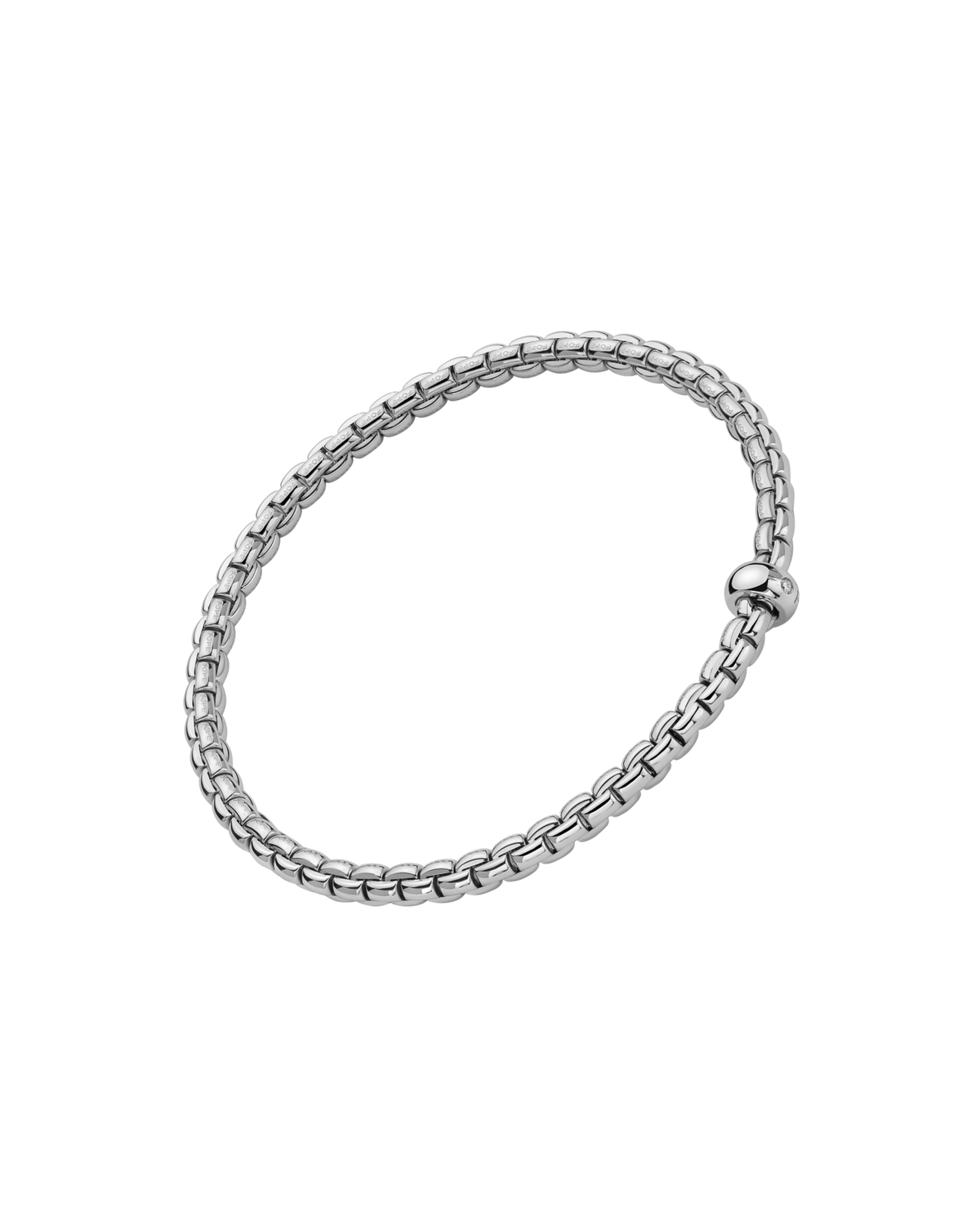 FOPE 18Kt White Italian Gold .01ct Diamond Rondel EKA Flex-It Bracelet - M