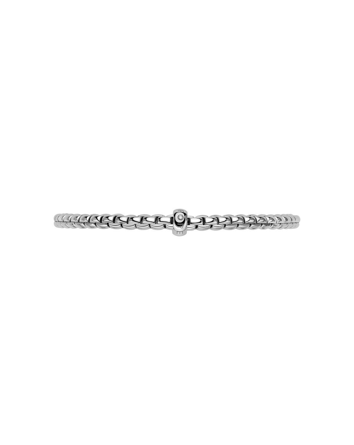 FOPE 18Kt White Italian Gold .01ct Diamond Rondel EKA Flex-It Bracelet - M