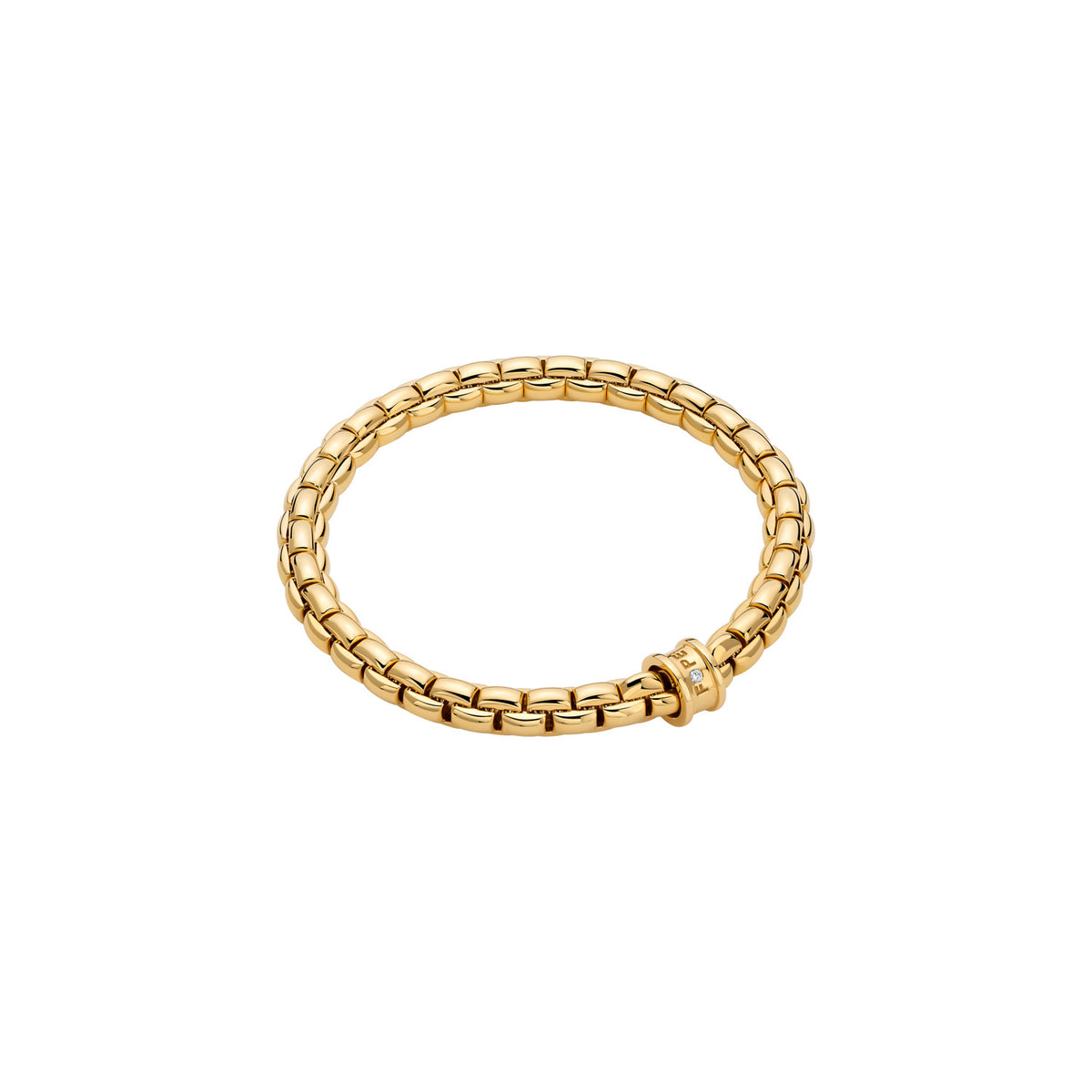 FOPE 18Kt Yellow Italian Gold 0.02cttw Diamond Rondel EKA Flex'It Bracelet - M