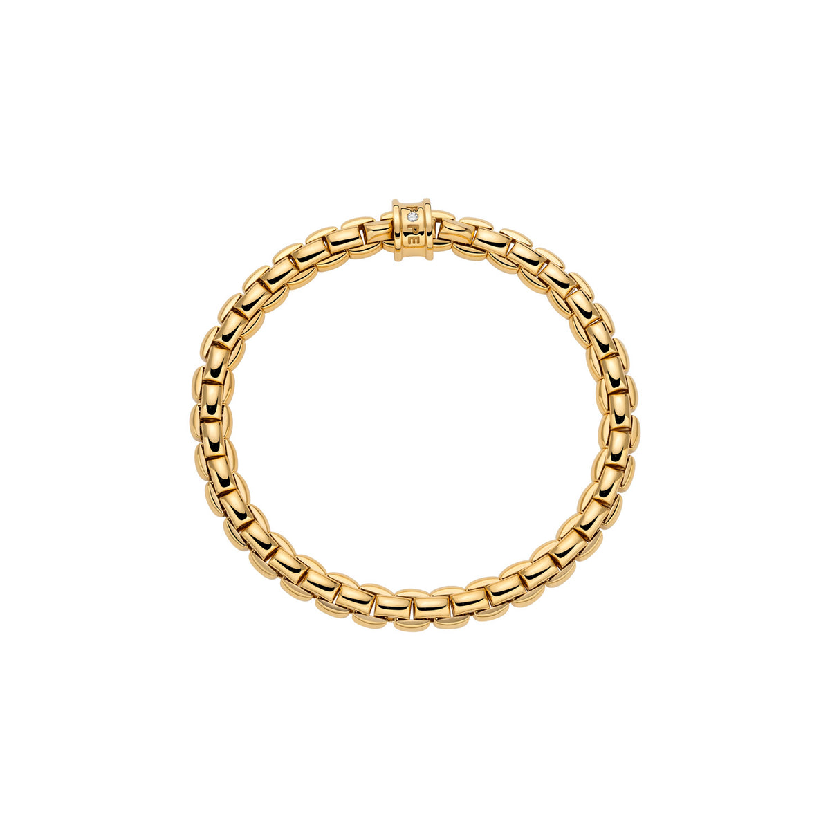 FOPE 18Kt Yellow Italian Gold 0.02cttw Diamond Rondel EKA Flex'It Bracelet - M