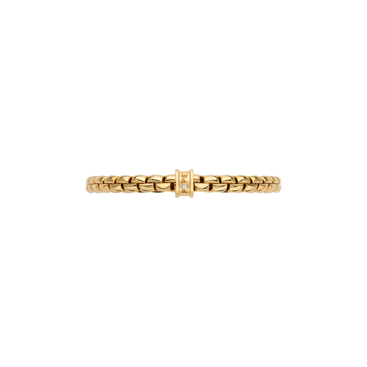 FOPE 18Kt Yellow Italian Gold 0.02cttw Diamond Rondel EKA Flex'It Bracelet - M