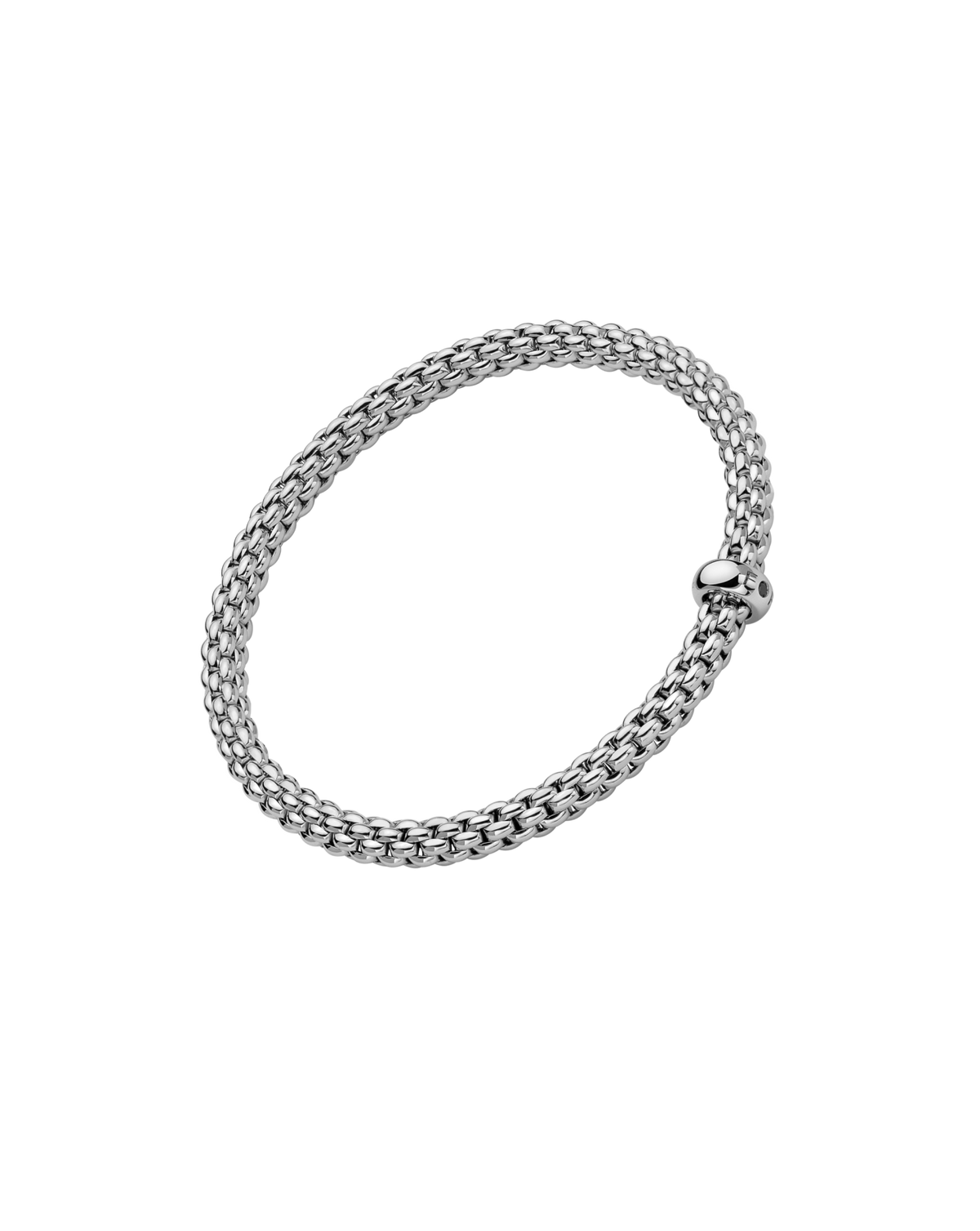 FOPE 18Kt White Italian Gold 0.01ct Diamond Rondel SOLO Flex'It Bracelet - L