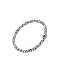 FOPE 18Kt White Italian Gold 0.01ct Diamond Rondel SOLO Flex'It Bracelet - L