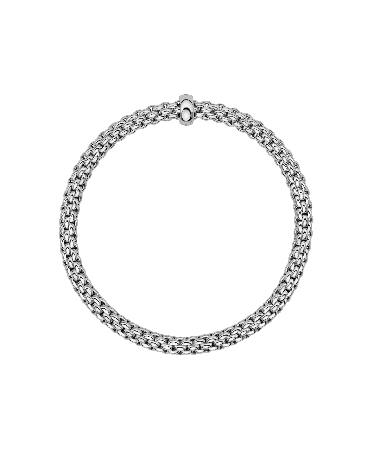 FOPE 18Kt White Italian Gold 0.01ct Diamond Rondel SOLO Flex'It Bracelet - L