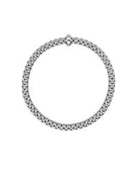 FOPE 18Kt White Italian Gold 0.01ct Diamond Rondel SOLO Flex'It Bracelet - L