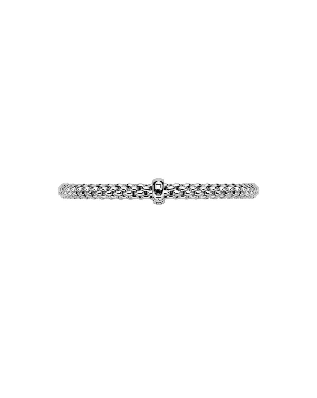 FOPE 18Kt White Italian Gold 0.01ct Diamond Rondel SOLO Flex'It Bracelet - L
