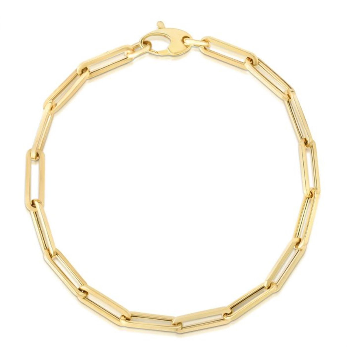 14Kt Yellow Gold 4.1mm Solid Paperclip Link Bracelet