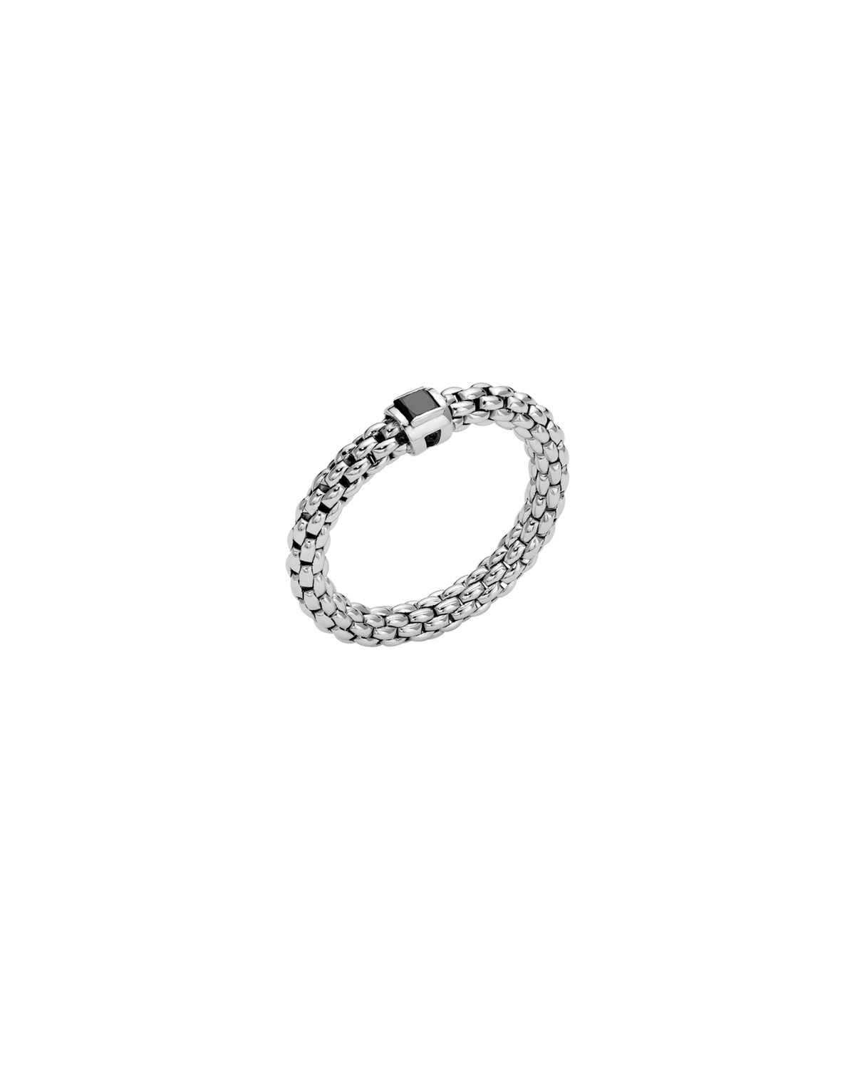 FOPE 18Kt White Italian Gold SOULS Black Diamond Flex'It Ring - L