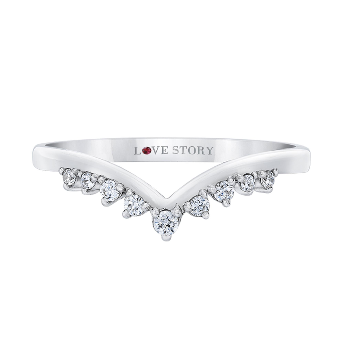 14Kt White Gold Tiara Curved 0.12cttw Natural Diamond Anniversary Band