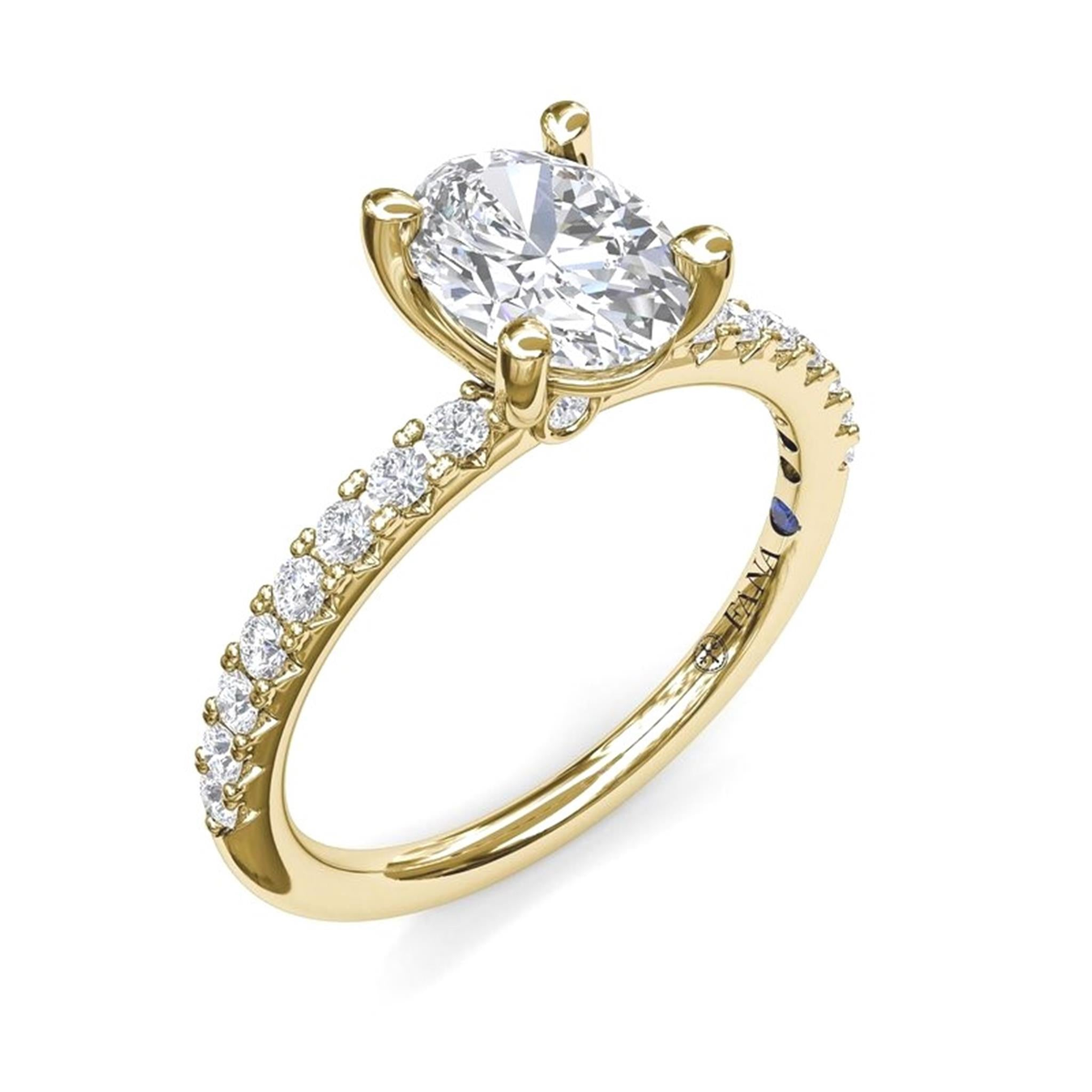 FANA 14Kt Yellow Gold Classic Prong Engagement Ring Mounting - Oval Center Stone Sold Separately
