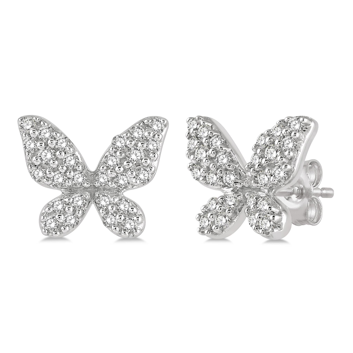 Lasker Petites 10Kt White Gold 0.20cttw Diamond Butterfly Stud Earrings
