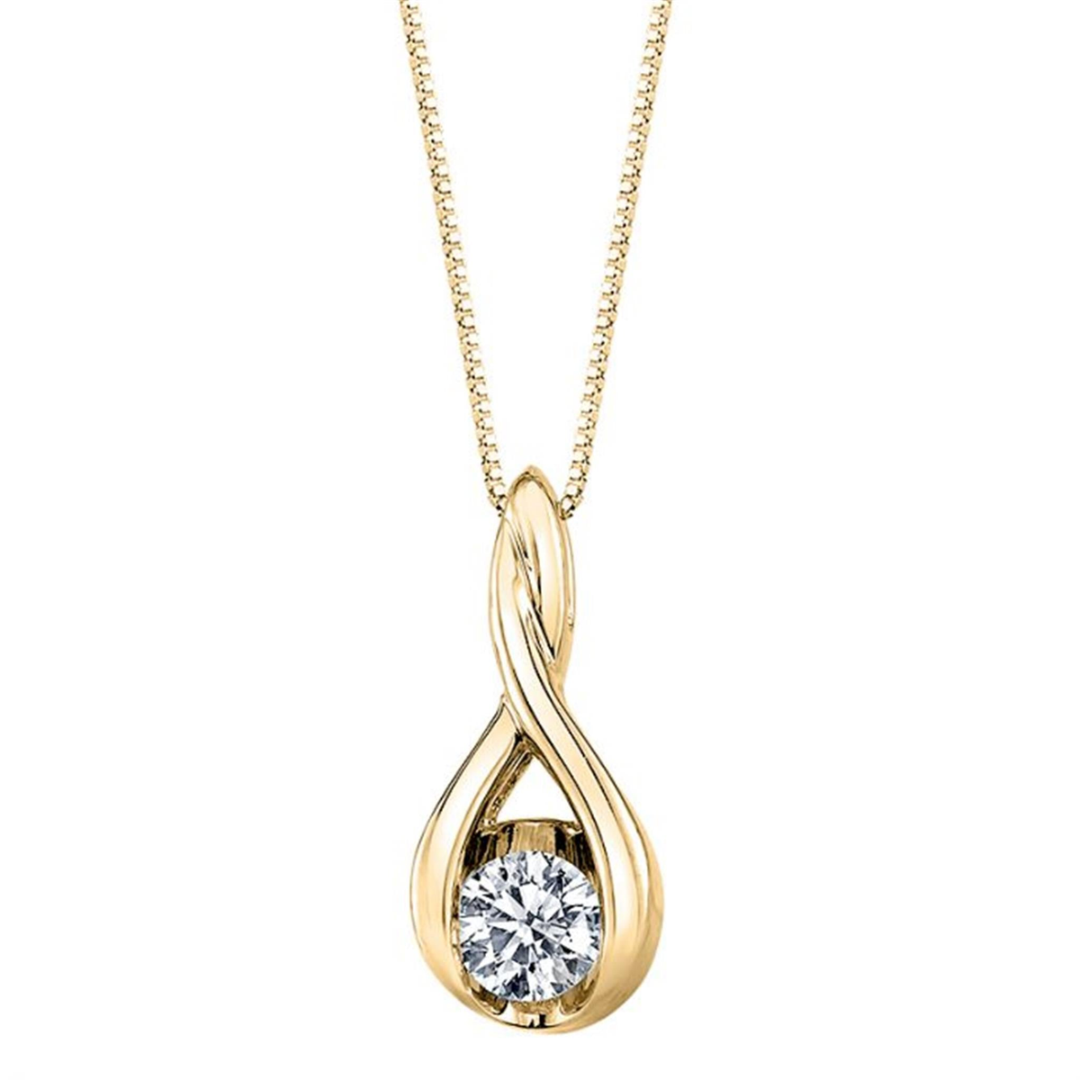 Weave Solitaire Pendant In 14Kt Yellow Gold With .25ct Round Natural Diamond