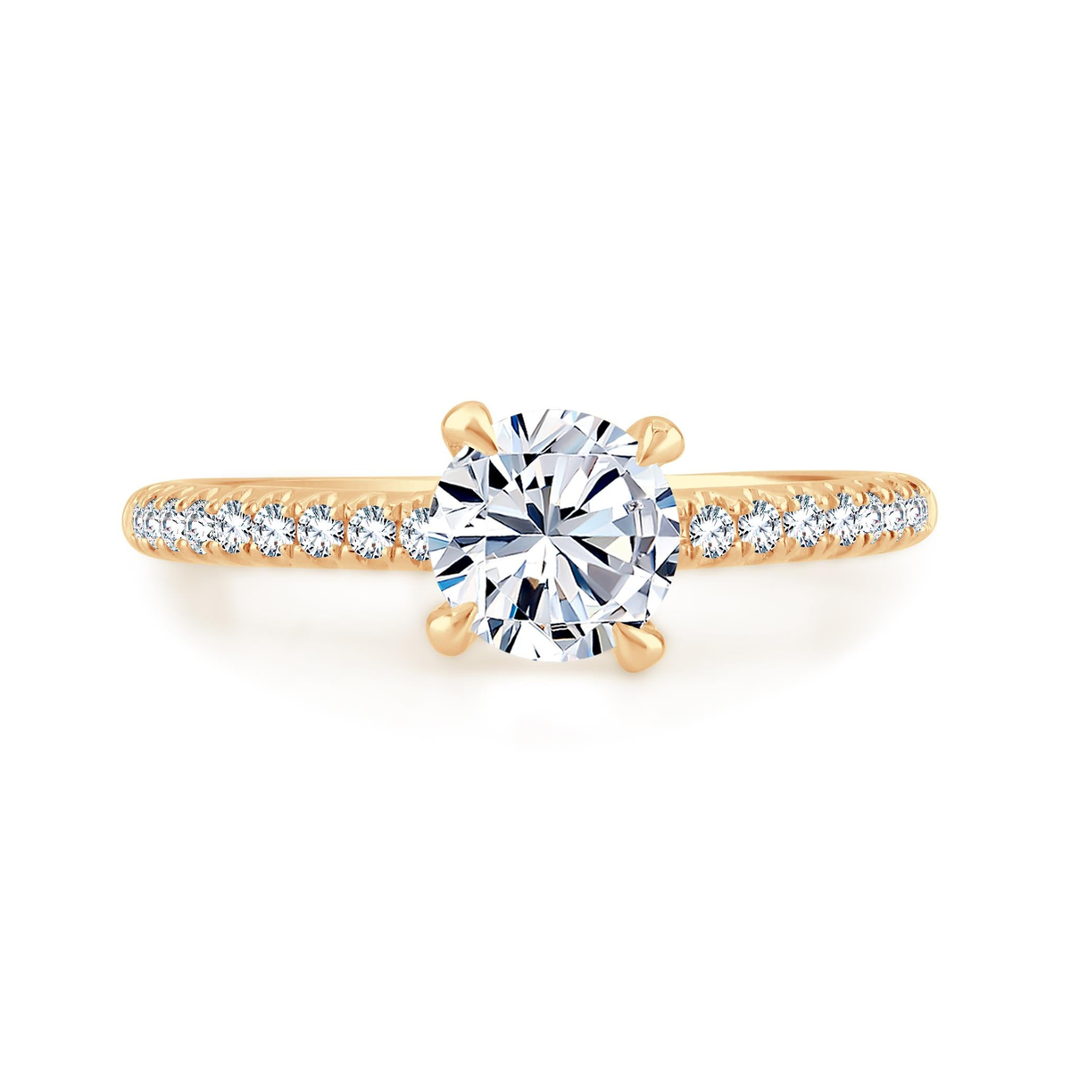 14Kt Yellow Gold 2mm Galaxy Engagement Ring Mounting - Round Center Stone Sold Separately