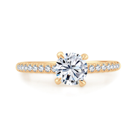 14Kt Yellow Gold 2mm Galaxy Engagement Ring Mounting - Round Center Stone Sold Separately