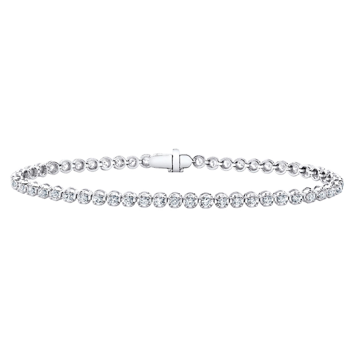 14Kt White Gold Buttercup Prong-Set 1.50cttw Diamond Tennis Bracelet