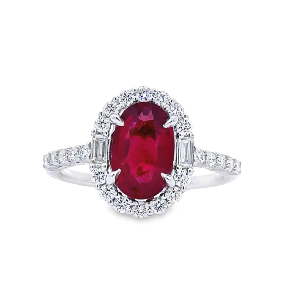 18Kt White Gold 1.98ct Ruby Natural Diamond Ring