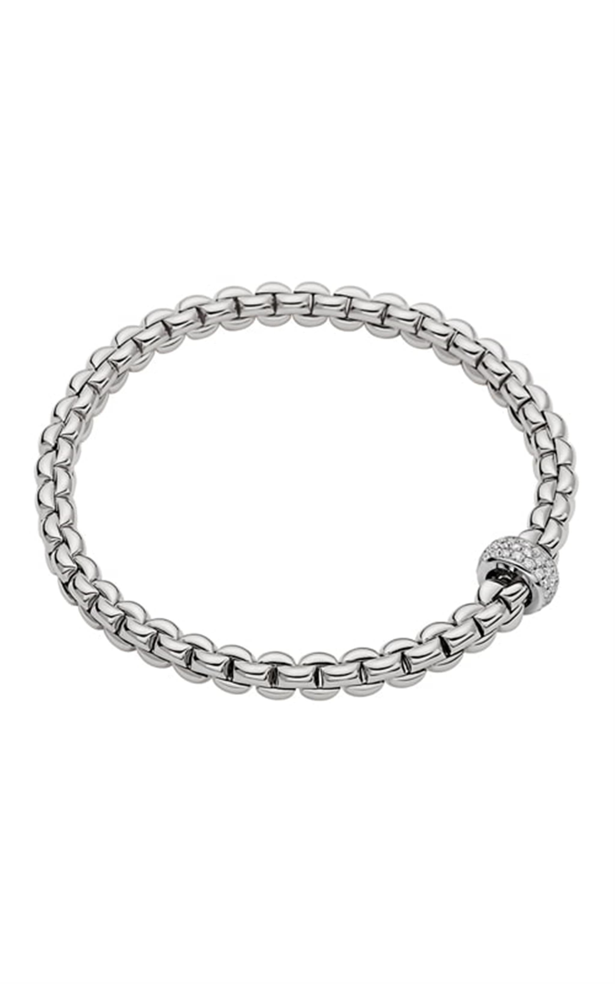 FOPE 18Kt White Italian Gold 0.37cttw Diamond Rondel EKA Flex'It Bracelet - M