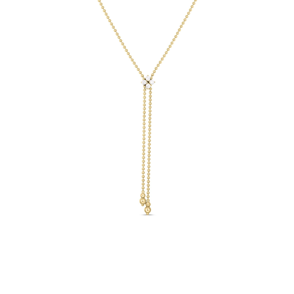 Roberto Coin 18Kt Yellow Gold Love in Verona 0.30cttw Round Natural Diamond Flower Lariat Necklace