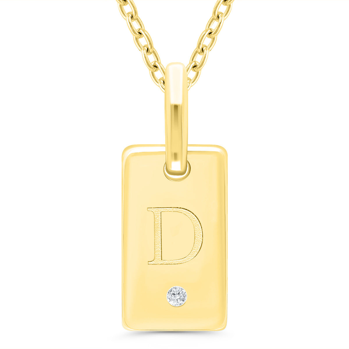 Sterling Silver ID Tag Pendant D with Yellow Gold Overlay