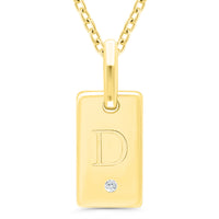 Sterling Silver ID Tag Pendant D with Yellow Gold Overlay