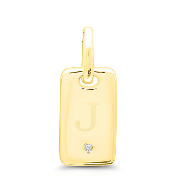 Sterling Silver with Gold Overlay Initial ID Tag Pendant - J