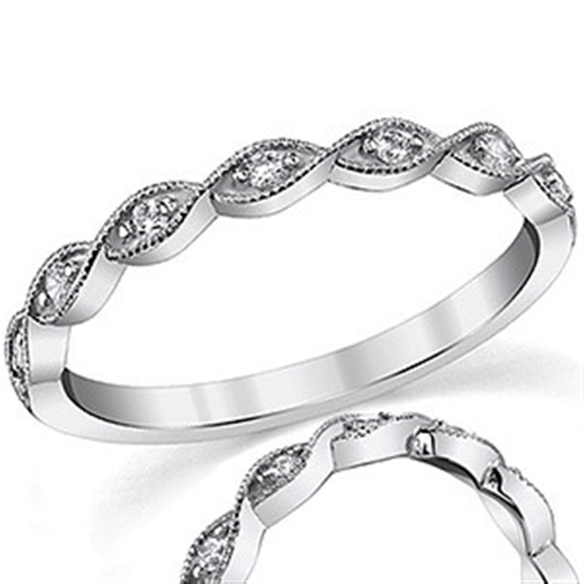 14Kt White Gold Stackable Wedding Ring With 0.22cttw Natural Diamonds