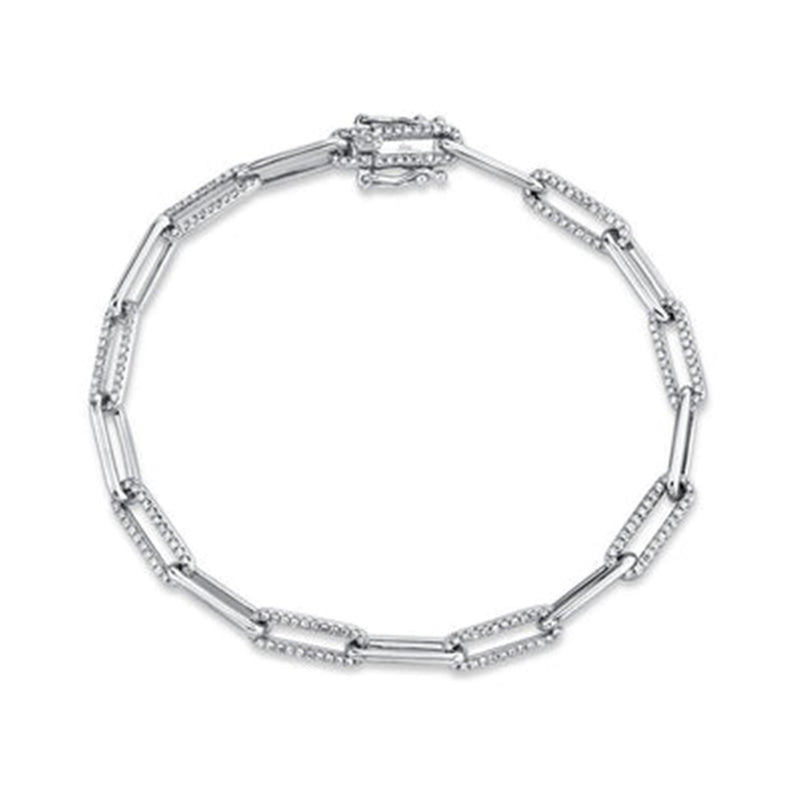 Silver Paper Clip Diamond Bracelet