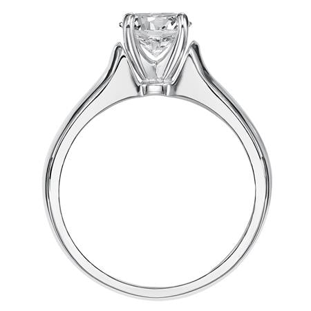 14Kt White Gold 5mm Cathedral Style Solitaire Ring With 2.01ct Round Natural Diamond