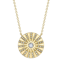 Shy Creation 14Kt Yellow Gold 0.20cttw Natural Diamond Starburst Circle Pendant