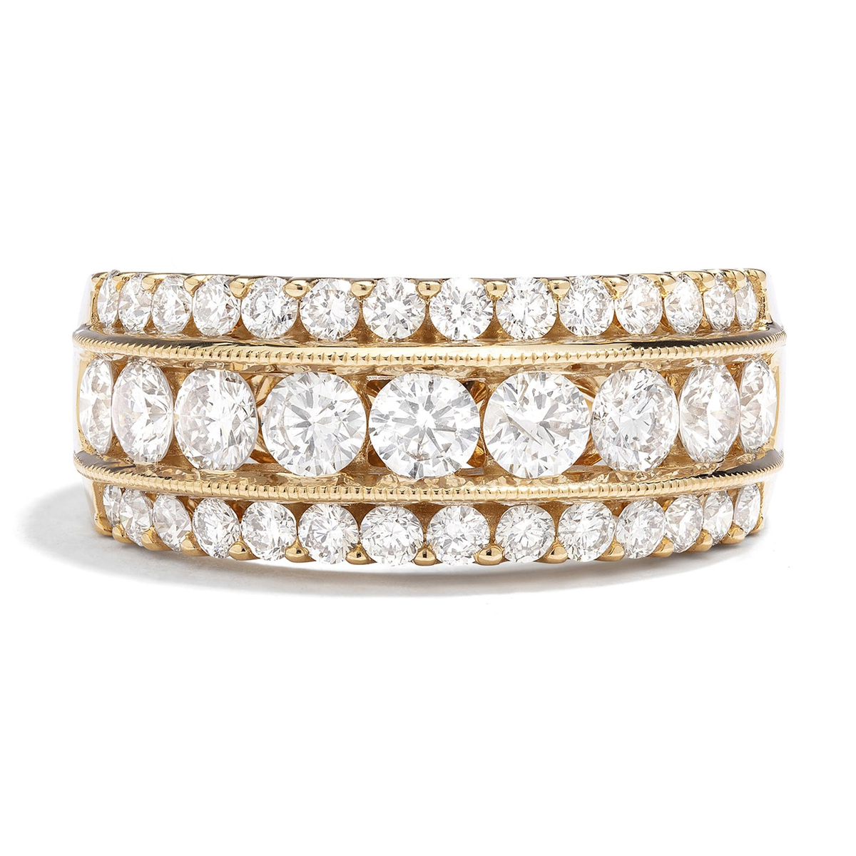 Lasker Couture 18Kt Yellow Gold Classic 3-Row Natural Diamond Band