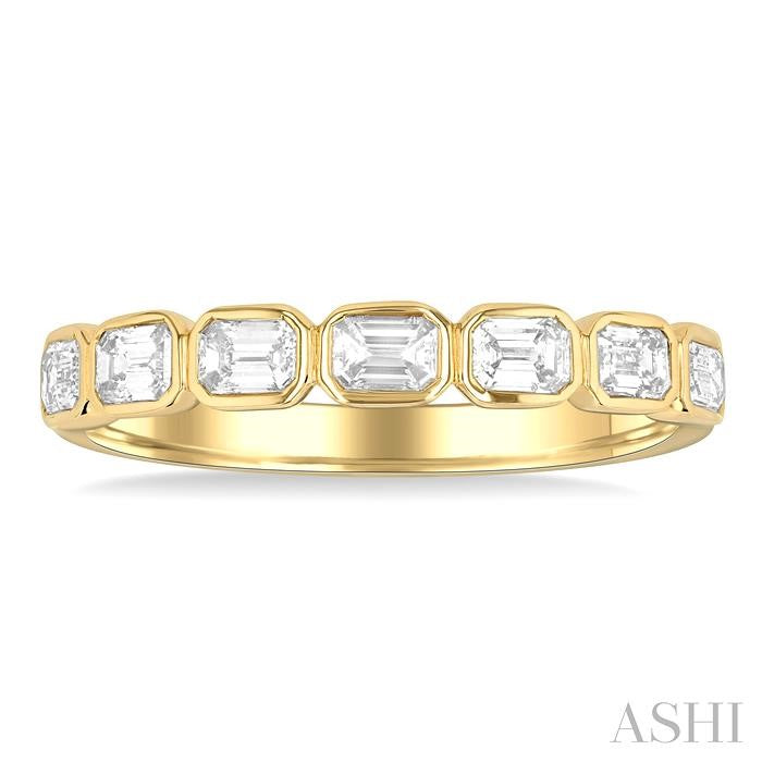 14Kt Yellow Gold Stackable Band with Natural Emerald Cut Diamonds