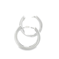 14Kt White Gold 11x1.8mm Round Hoop Earrings