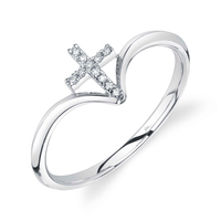 Shy Creation 14Kt White Gold Diamond Cross Ring