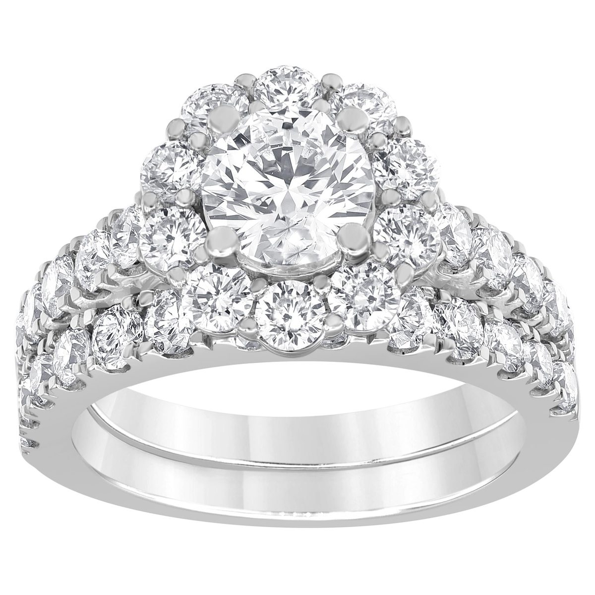 14Kt White Gold Halo Engagement Ring with 1.00ct Lab-Grown Center  Diamond