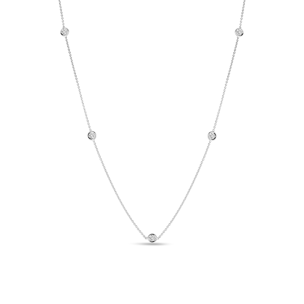 Roberto Coin 18Kt White Gold Diamonds By The Inch 0.23cttw Round Natural Diamond Necklace