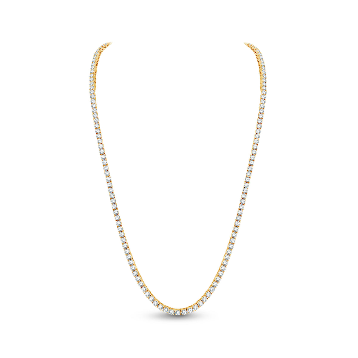 14Kt Yellow Gold 4-Prong 3cttw Natural Diamond Tennis Necklace