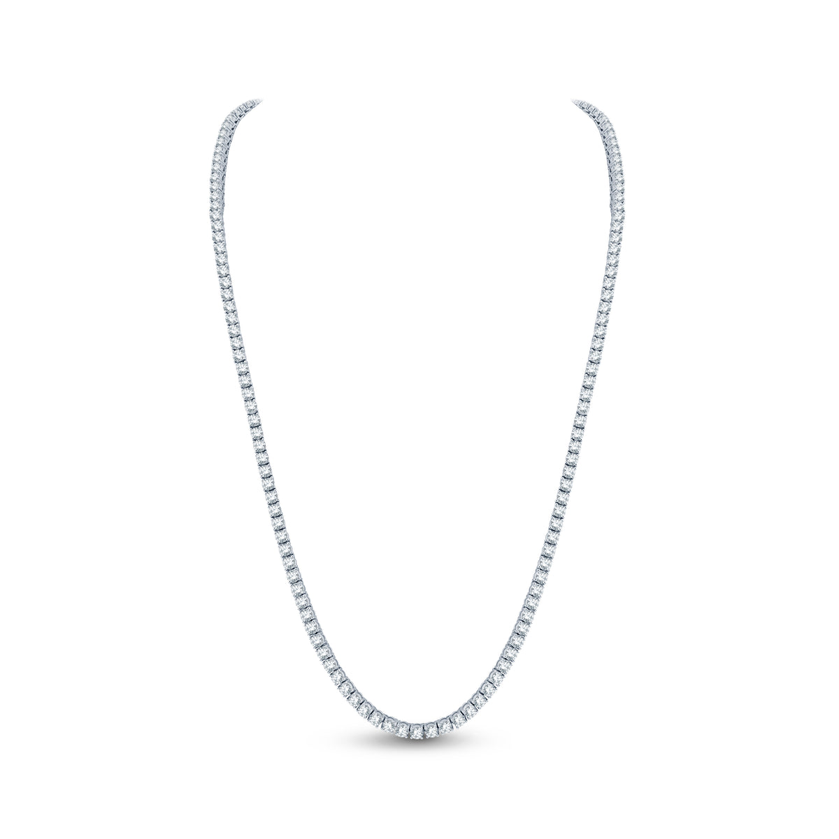 14Kt White Gold 7cttw Natural Diamond Tennis Necklace