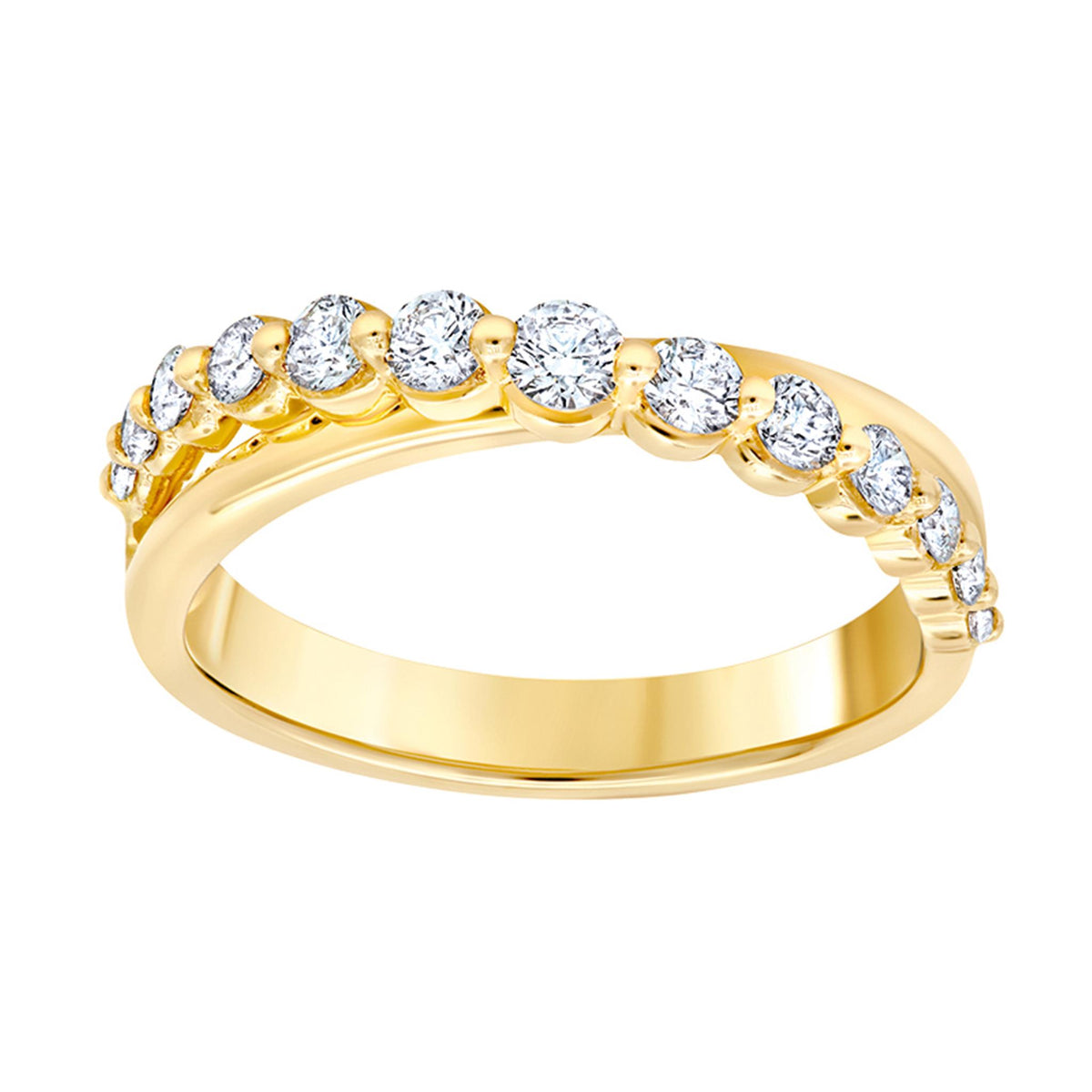 14Kt Yellow Gold Vanessa Crossover Band With .31cttw Natural Diamonds