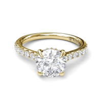 FANA 14Kt Yellow Gold Classic Prong Hidden Halo Engagement Ring Mounting - 2ct Round Center Stone Sold Separately