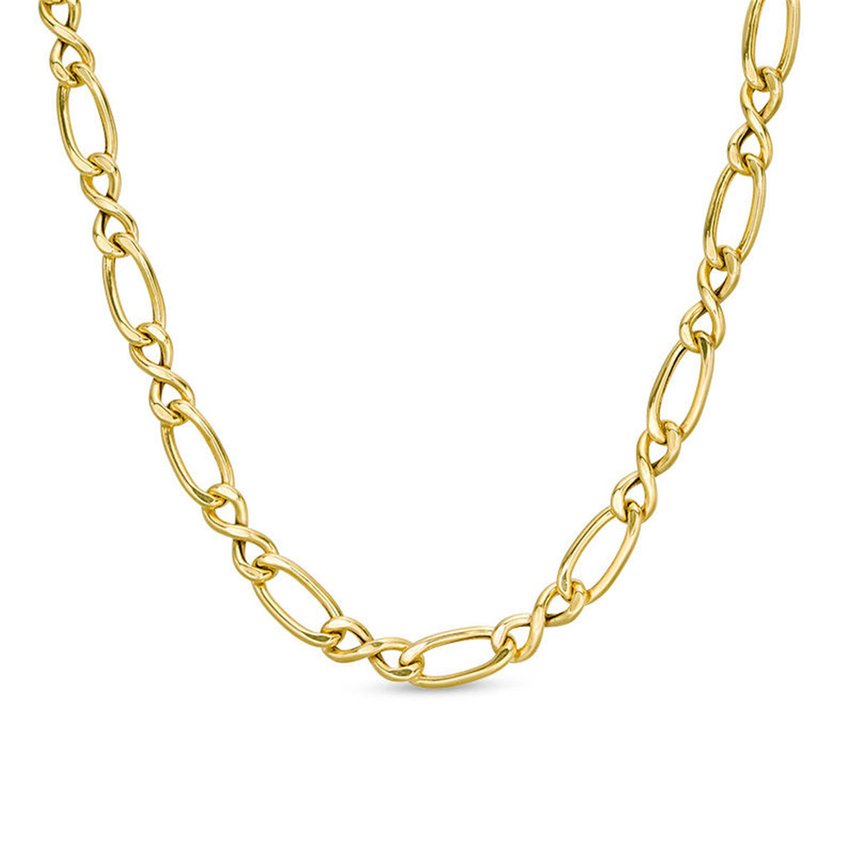 20" 14K Yellow Gold Figaro Infinity Chain Link Necklace