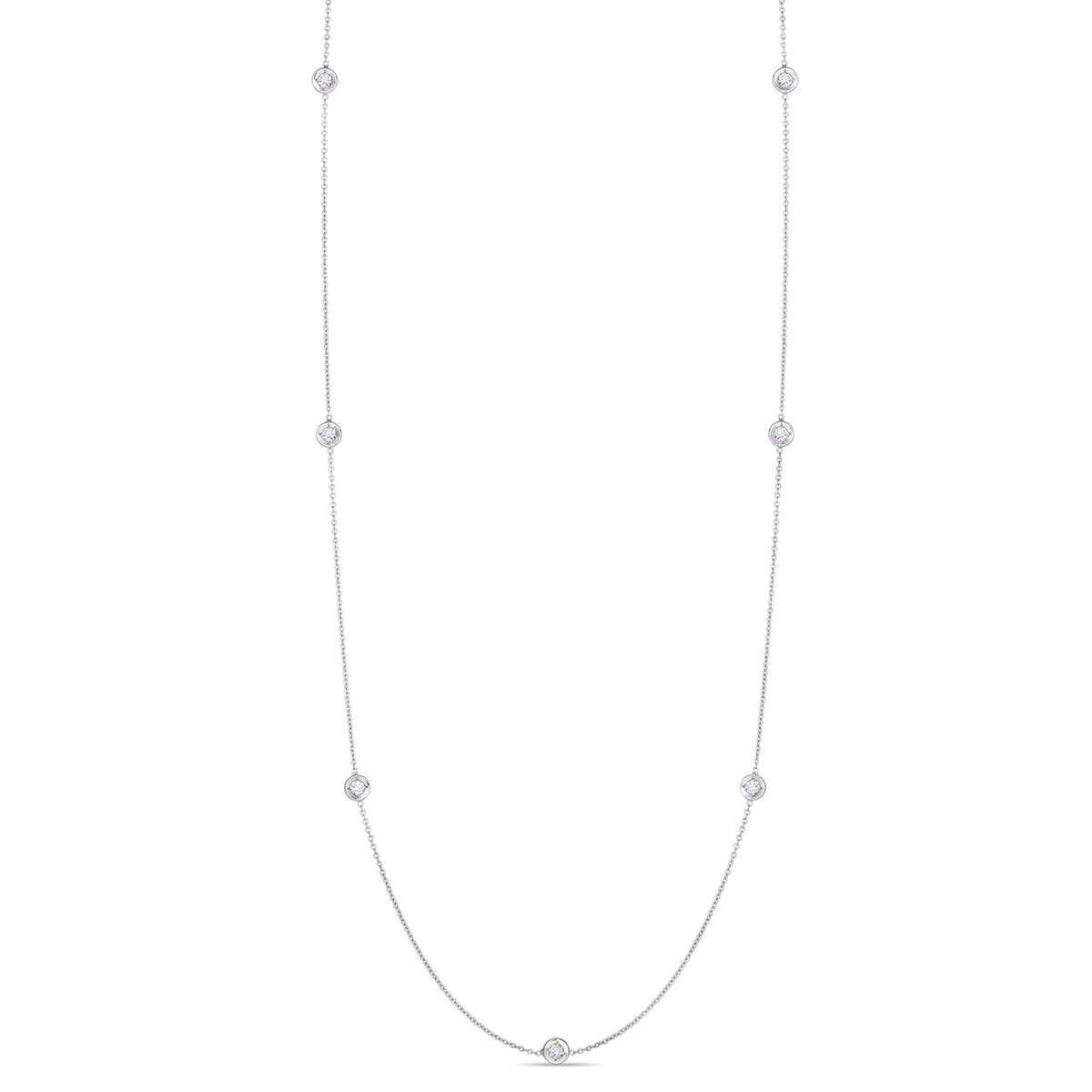 Roberto Coin 18Kt White Gold Diamonds By The Inch 0.35cttw Natural Diamond Station Necklace