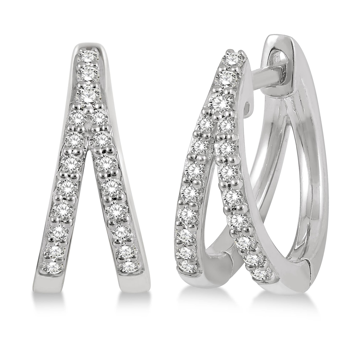 Lasker Petites 10Kt White Gold Split-Hoop 0.20cttw Diamond Earrings