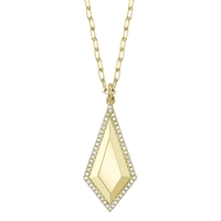 Shy Creation 14Kt Yellow Gold 0.13cttw Natural Diamond Geo Cut Paperclip Chain Necklace