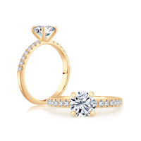 14Kt Yellow Gold Galaxy Diamond Engagement Ring Mounting - Round Center Stone Sold Separately