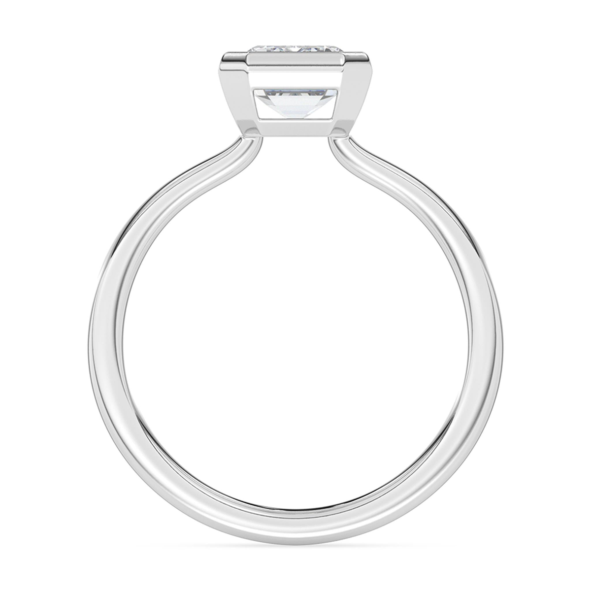 Lasker's Big Rocks Lab-Grown Diamond Collection Bezel Set Solitaire Ring in 14Kt White Gold with 2.03ct  Emerald Cut Center  Diamond