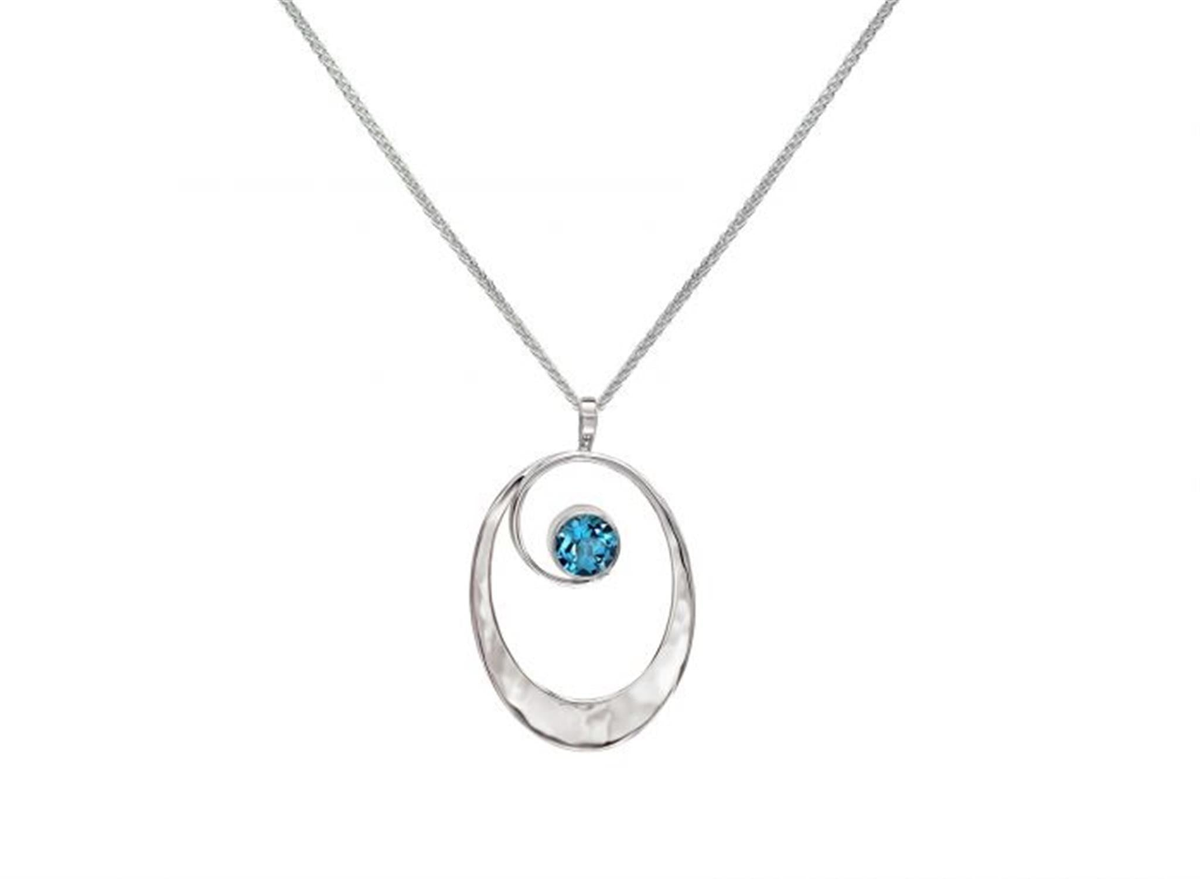 E.L. Designs Sterling Silver Sophia Blue Topaz Pendant